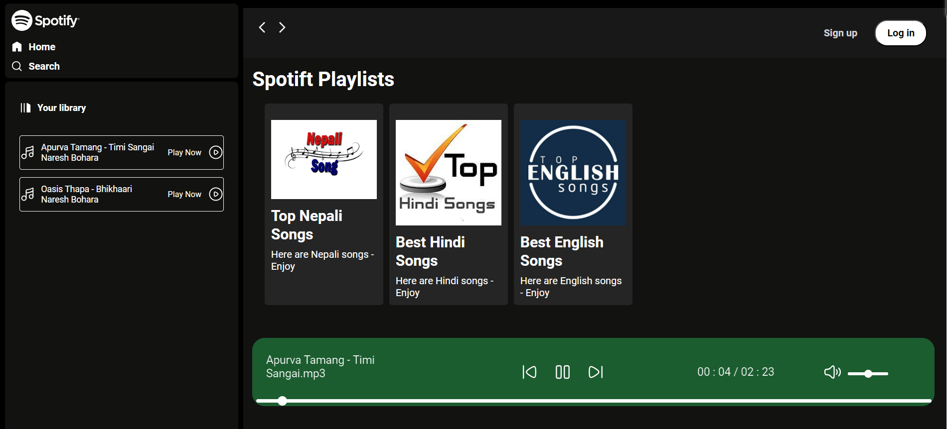 Spotify Simple Clone